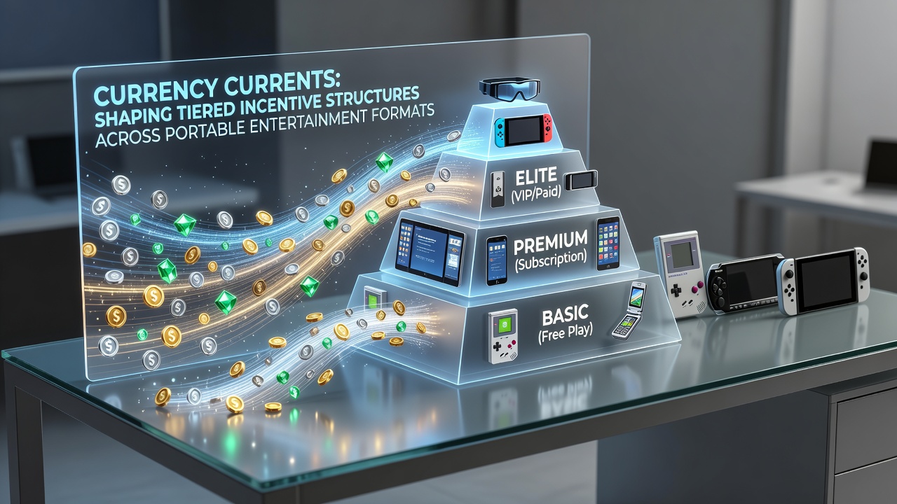 Tiered rewards visualization showing currency integration across mobile gaming and streaming apps