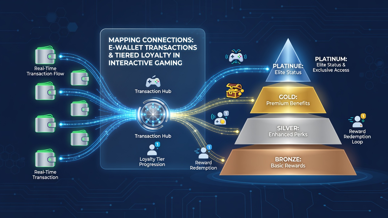 Diagram illustrating data mapping between electronic payments and progressive loyalty tiers across gaming environments