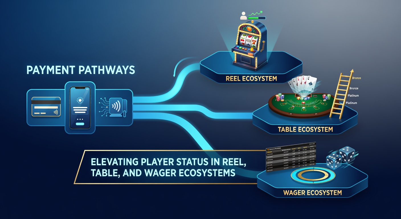 Diagram showing interconnected payment routes across reels, tables, and wager interfaces with status level indicators