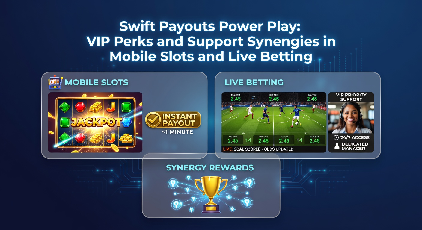 Live betting dashboard on mobile with VIP perks highlighted, swift payout button active, and integrated support chat window
